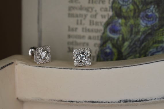 Art Deco-Inspired Diamond Earrings (14K White Gold)