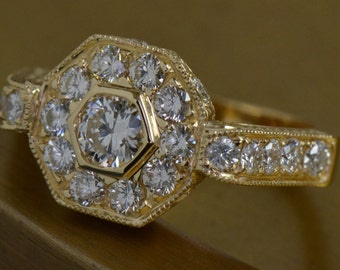 Art Deco-inspired Diamond Ring 18K Rose Gold | Etsy