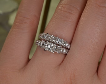 Princess Cut Diamond Engagement Ring and Wedding Band Set (14K White Gold)