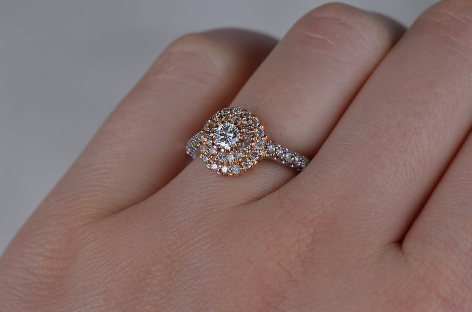 Cluster Setting Diamond Engagement Ring and Wedding Band Set Etsy