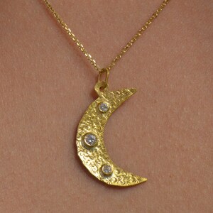 Moon Emoji-Inspired Diamond Pendant (24K Gold)