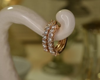 Diamond Hoop Earrings (18K Rose Gold)