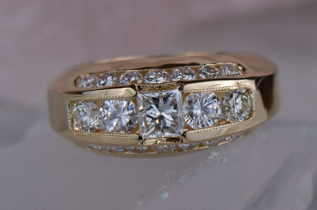 Handmade Diamond Gypsy Ring 18K Yellow Gold - Etsy