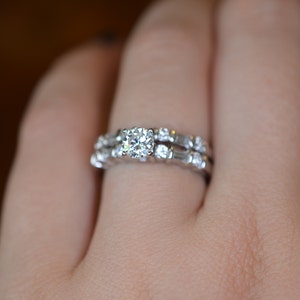 Platinum Engagement Ring and Wedding Band Set