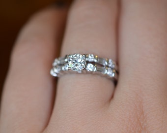 Platinum Engagement Ring and Wedding Band Set