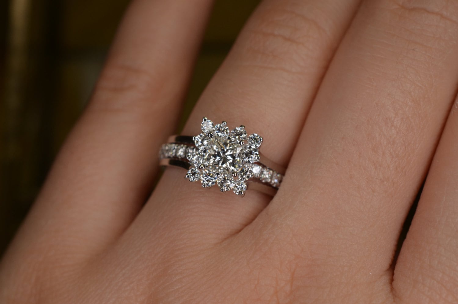 Art Deco-Inspired Insert-Style Princess Cut Diamond Wedding | Etsy