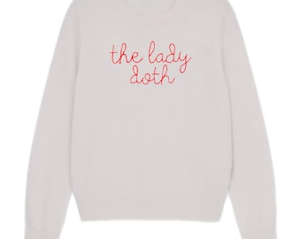 FLASH SALE Custom Embroidered Cashmere Sweater, Hand Stitched, Women's Size