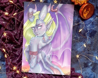 Gargoyle Girl / Luxury A4 Art Print / Monsters / Eldritch Horror