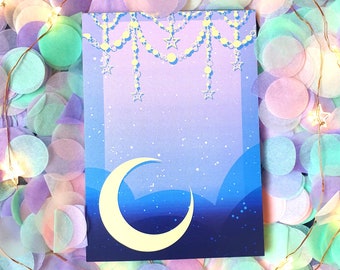 Pastel Stars / Celestial / Moon and Stars / A6 Notepad / Memo Pad