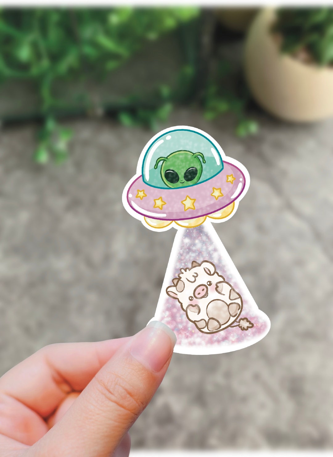 Holographic Star Effect, Alien Sticker, Funny Alien Gift, Water ...