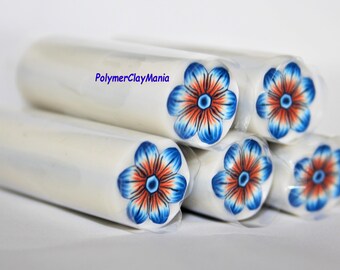 Canne polymère Fleur bleu orange