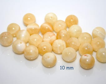 Jade beads / Round 10mm / Honey colour