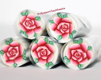 Polymer flower cane / Bright pink rose