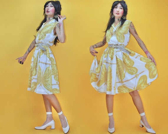 Vintage 1950s Butterfly print Day Dress
