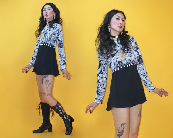 60s MOD Psychedelic Paisley print Ultra Mini Dress