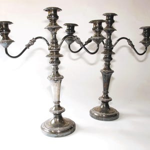 Pair of LARGE 18 1/2&quot; Centerpiece Silver Candelabra Early/Mid 20th Century