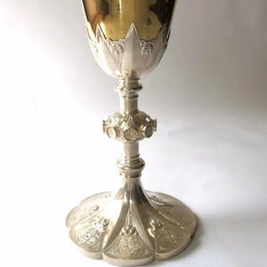 Antique French Silver-Gilt Gothic Chalice Set