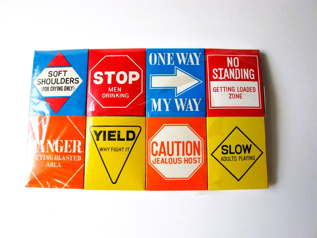 Funny Road Signs Vintage Matches Matchsticks Boxes Collectible Made in ...
