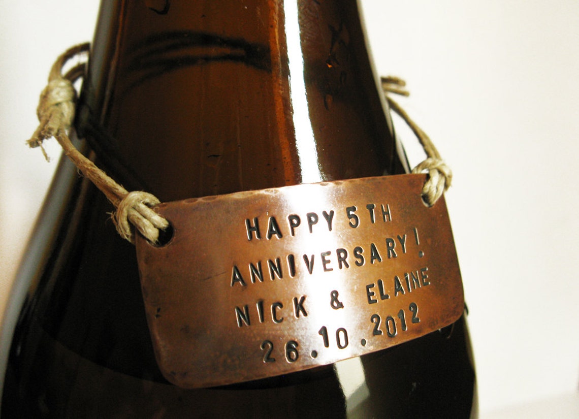 Personalized Copper Bottle Tag Decanter Tag Label on Twine Etsy