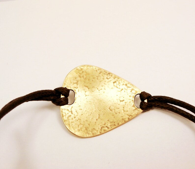 Men Women Brass Guitar Pick Bracelet Waxed Cord Bangle Etsy