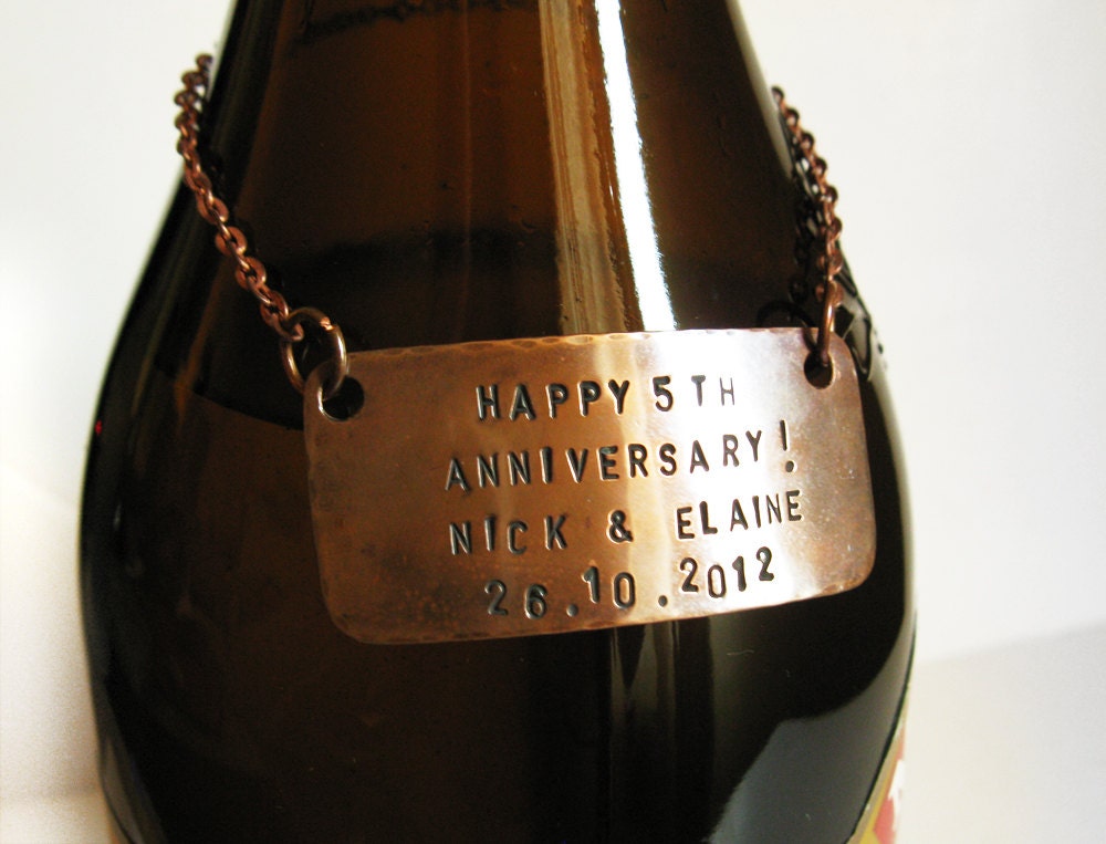 Personalized Copper Bottle Tag Decanter Tag Label With Chain Etsy