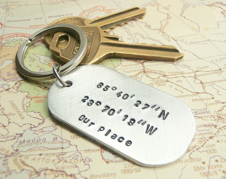 Personalized Aluminum Keychain Dog Tag Handstamped Etsy