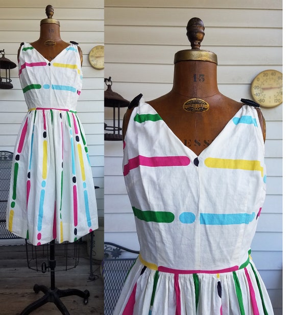 Vintage 1950's Candy Store 50's Multi-Colored Cott