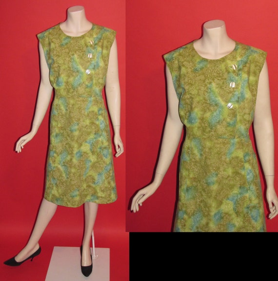 Vintage 1960's Tiki Time 60's Floral Mod Shift Sum