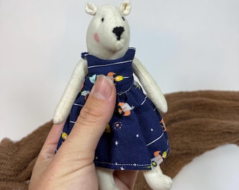 Handmade Polar Bear Plush Toy: Cotton Stuffed Animal with Outfit- heirloom toy