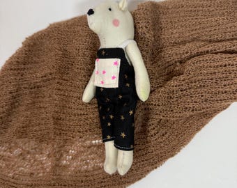 Handmade Polar Bear Plush Toy: Cotton Stuffed Animal with Outfit - heirloom toy