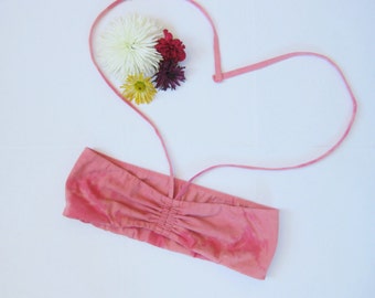Flamingo Pink Tie Dye Bandeau Top: Cotton Jersey Tube Top