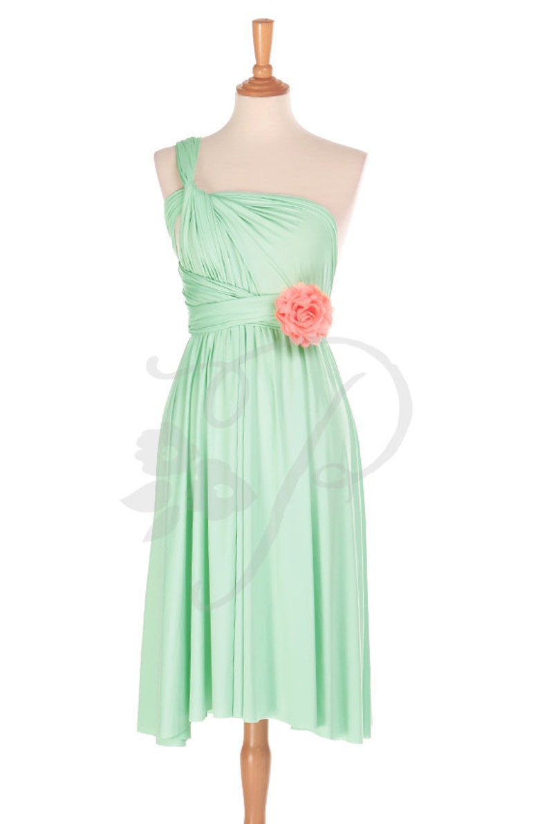 Short Straight Hem Bridesmaid Dress Infinity Dress Seafoam | Etsy