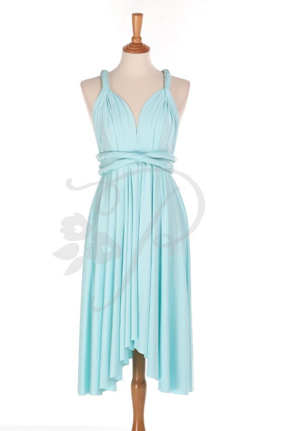Bridesmaid Dress Infinity Dress Aqua Blue Knee Length Wrap | Etsy