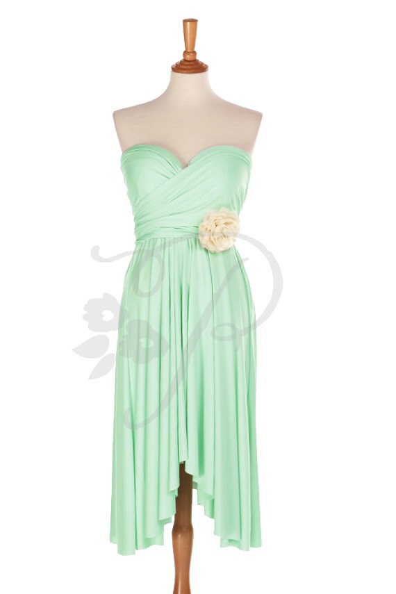 Bridesmaid Dress Infinity Dress Seafoam Green Knee Length Wrap | Etsy