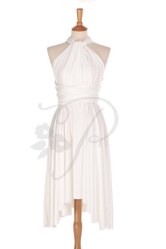 white knee length wrap dress