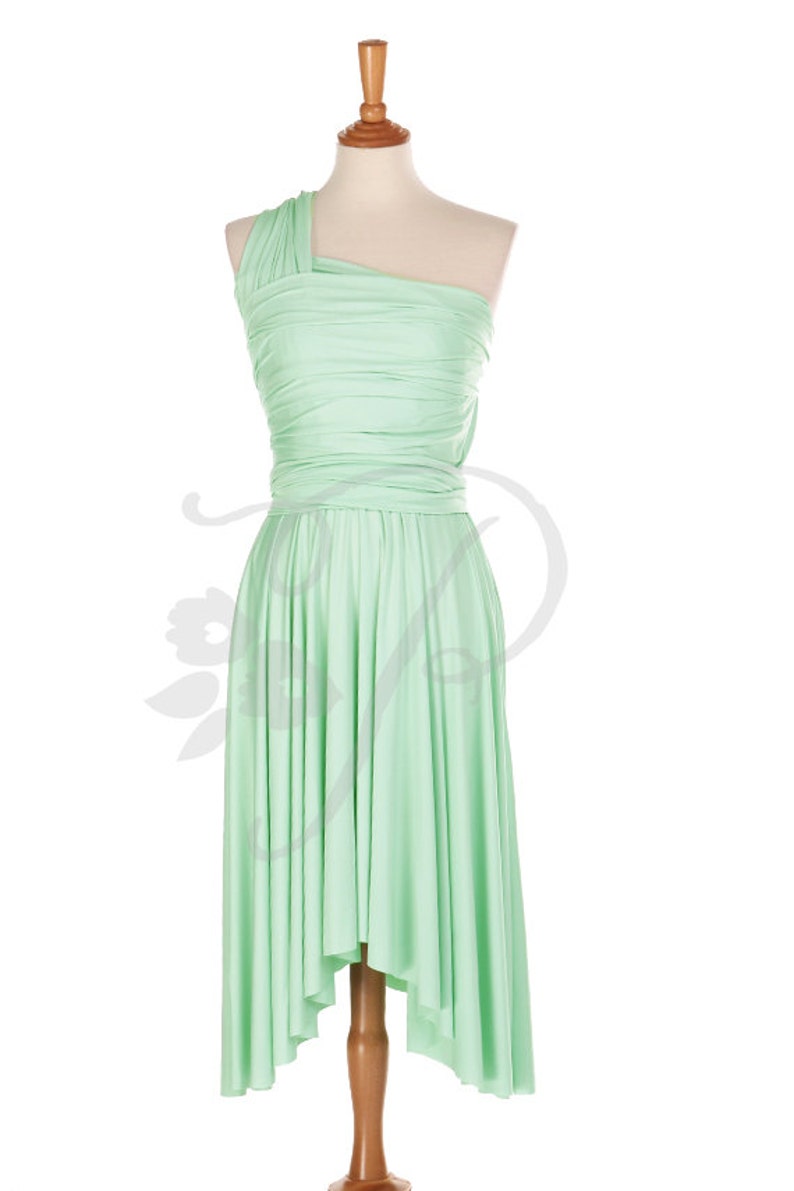 Bridesmaid Dress Infinity Dress Seafoam Green Knee Length Wrap | Etsy