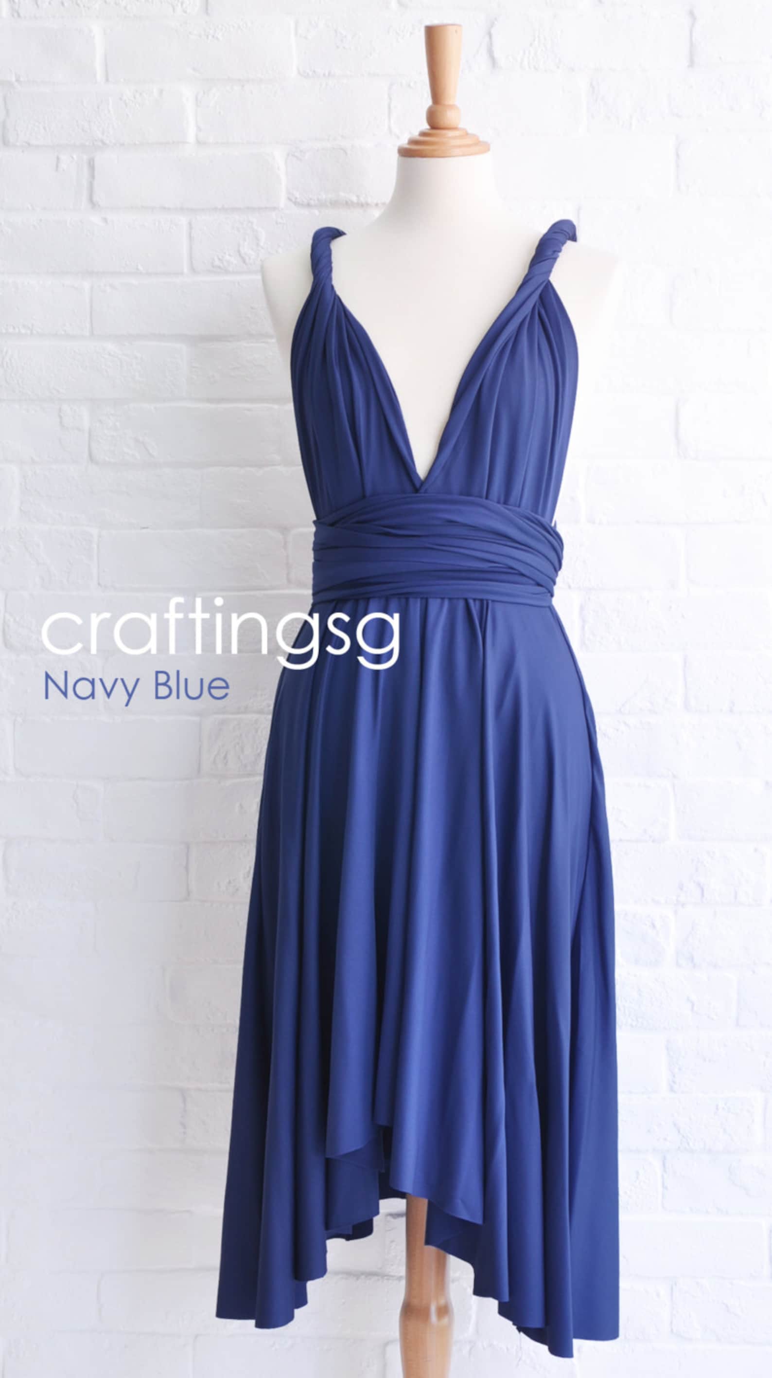Bridesmaid Dress Infinity Dress Navy Blue Knee Length Wrap | Etsy