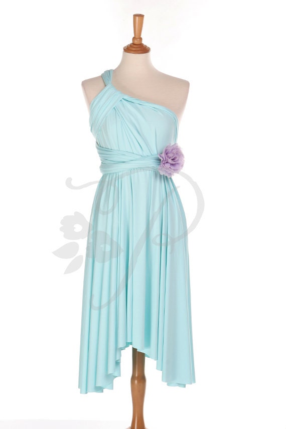 Bridesmaid Dress Infinity Dress Aqua Blue Knee Length Wrap | Etsy