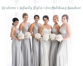 Robe de demoiselle d'honneur Light Grey / Silver Maxi Floor Length, Infinity Dress, Prom Dress, Multiway Dress, Convertible Dress, Maternity - 26 couleurs
