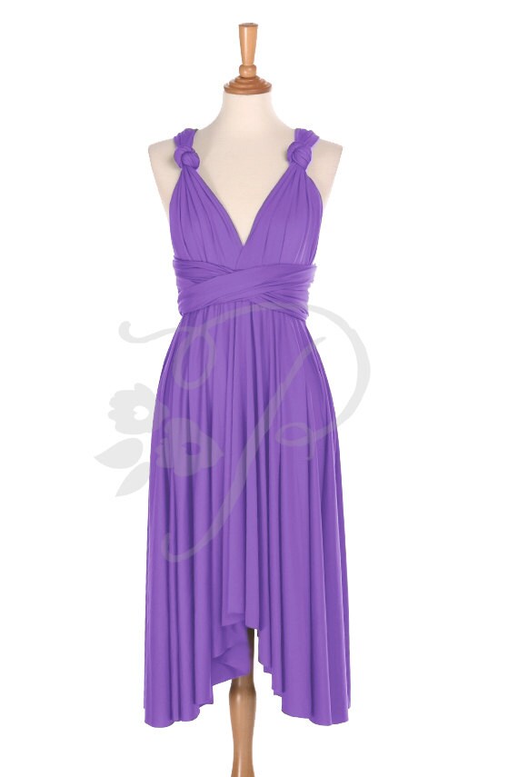 Bridesmaid Dress Infinity Dress Bright Purple Knee Length Wrap | Etsy