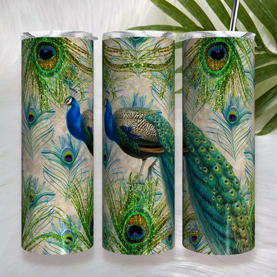 Peacock Tumbler With Lid and Strawpersonalized Tumblercustom Etsy