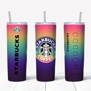Starbucks Rainbow Ombre Tumbler with Lid and Straw-Personalized Tumbler-Custom Skinny Tumbler-Custom Tumbler-Custom Cup-Hot/Cold Cup
