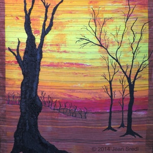 Art Quilt wall hanging textile wall art The Last Trees 3rd in the series After the Warming image 4