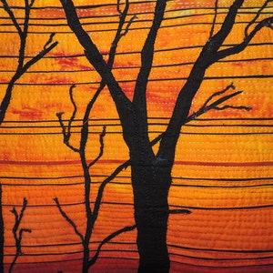 Art Quilt wall hanging textile wall art The Last Trees 3rd in the series After the Warming image 2