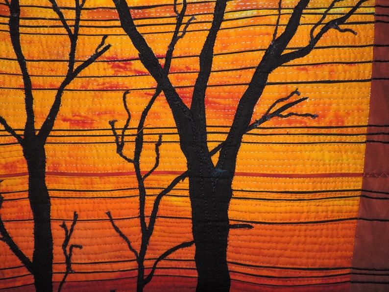 Art Quilt wall hanging textile wall art The Last Trees 3rd in the series After the Warming image 2