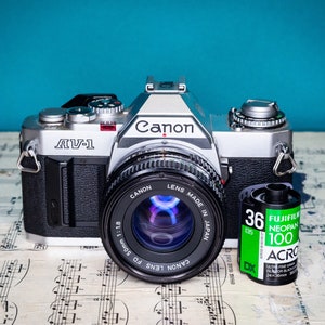 Working Vintage Canon AV-1 35mm Film SLR Camera with Lens