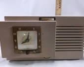 Tube Radio Telechron Musalarm Clock Radio Atomic Era Space Age Vintage 8H67 Superheterodyne Works Good .epsteam