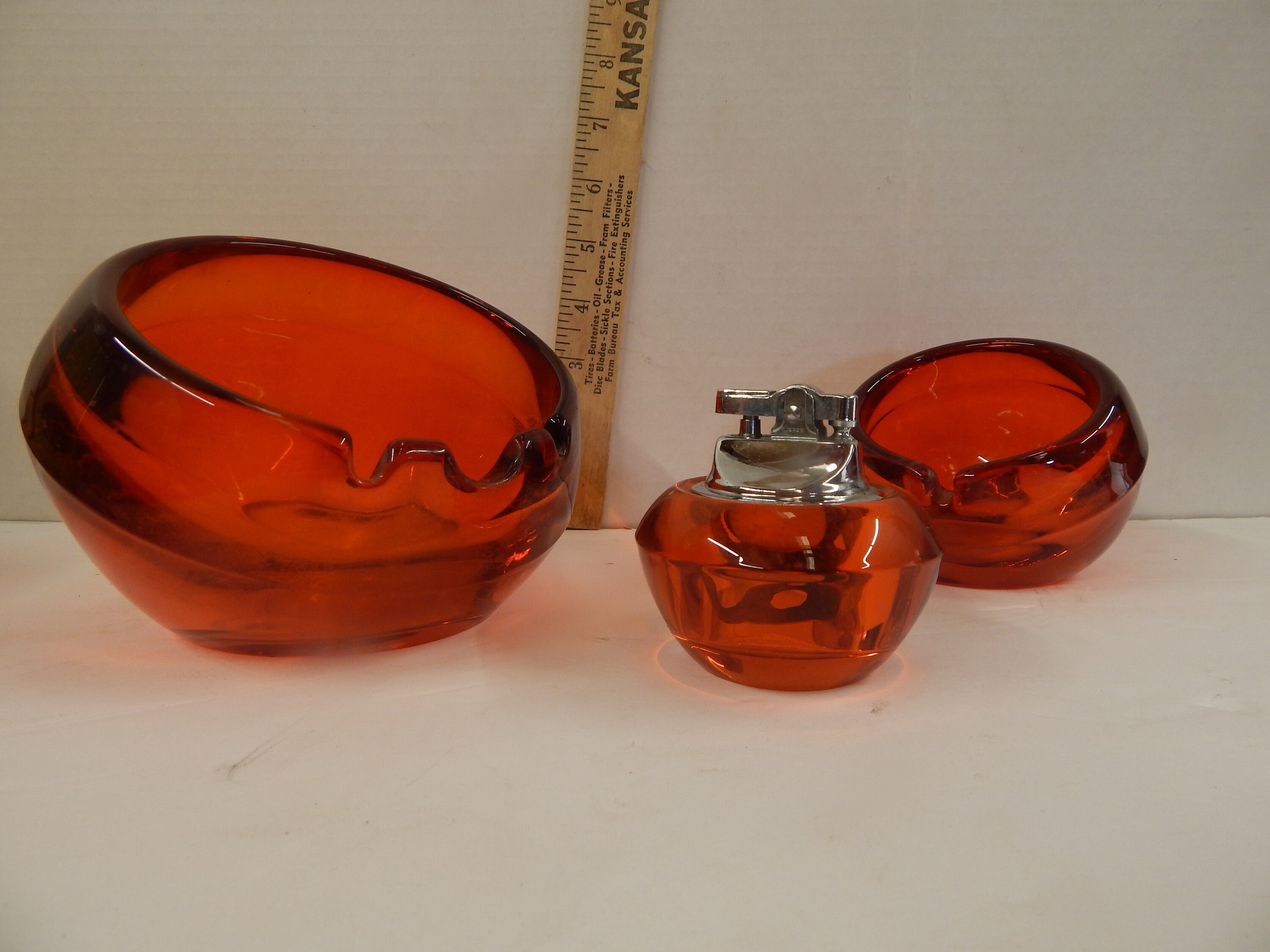 Ashtray And Lighter Set Vintage Viking Glass Orb Ashtrays Etsy