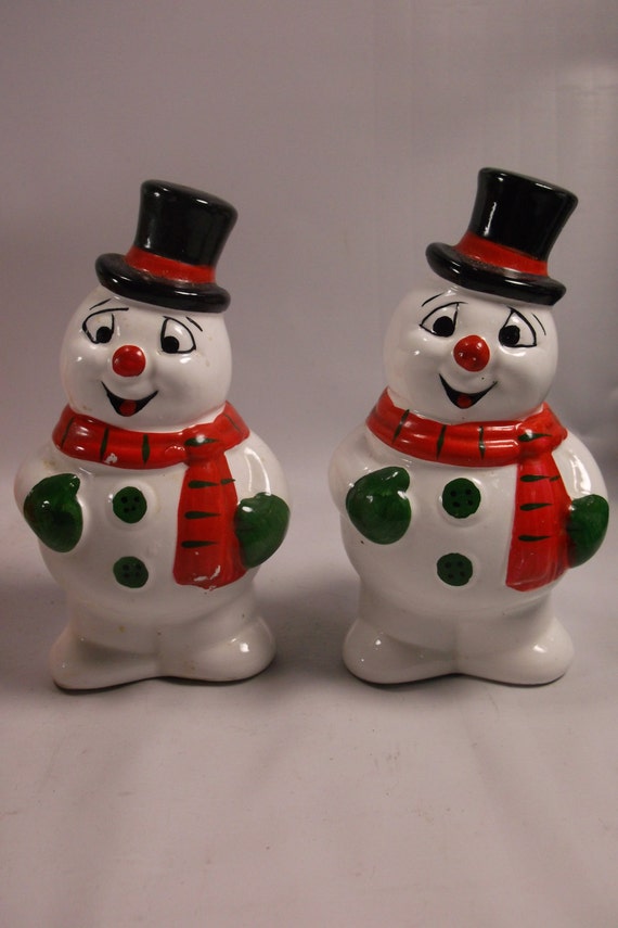 Snowman Salt And Pepper 90 s Christmas Shaker Set Taiwan | Etsy
