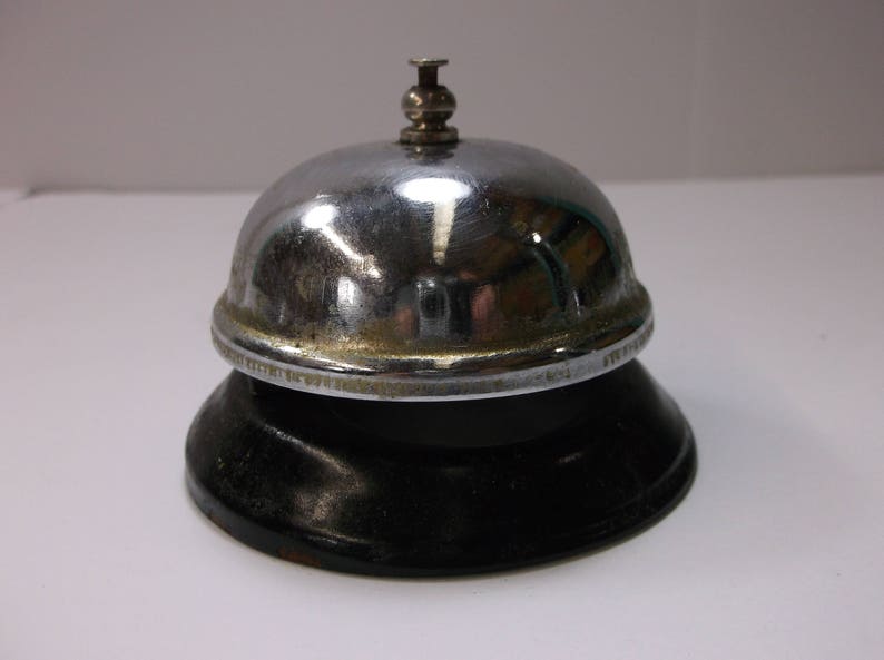 Antique Metal Desk Service Bell Vintage Chrome Office Epsteam